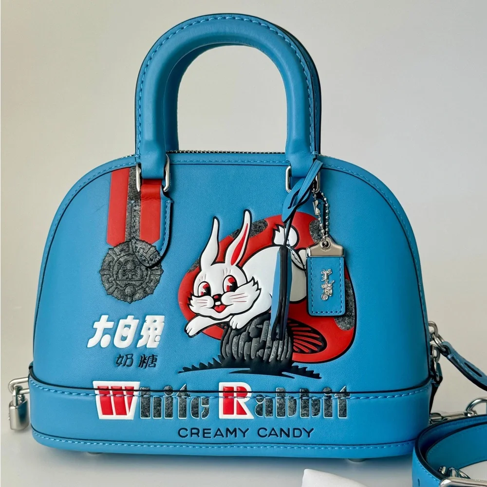 COACH Revel 24 with White Rabbit Print Blue Oversea Exclusive NWOT